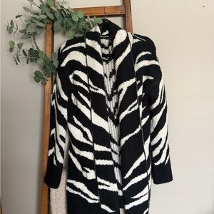 Express Black and White Zebra Cardigan